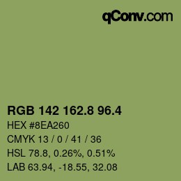 カラーコード: RGB 142 162.8 96.4 | qconv.com
