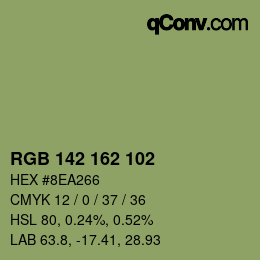 Color code: RGB 142 162 102 | qconv.com