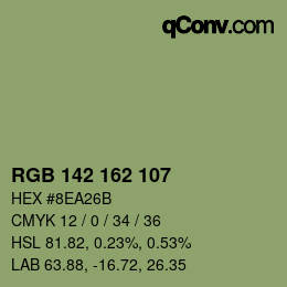 Color code: RGB 142 162 107 | qconv.com
