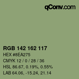 Color code: RGB 142 162 117 | qconv.com