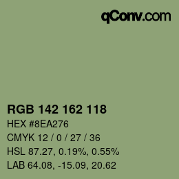 Color code: RGB 142 162 118 | qconv.com
