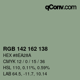 Color code: RGB 142 162 138 | qconv.com