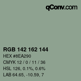 Color code: RGB 142 162 144 | qconv.com