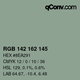 Color code: RGB 142 162 145 | qconv.com