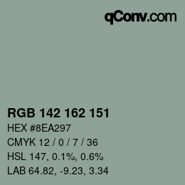 カラーコード: RGB 142 162 151 | qconv.com