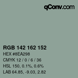 Color code: RGB 142 162 152 | qconv.com