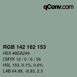 Color code: RGB 142 162 153 | qconv.com