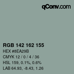 カラーコード: RGB 142 162 155 | qconv.com
