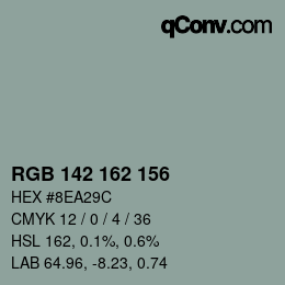 カラーコード: RGB 142 162 156 | qconv.com