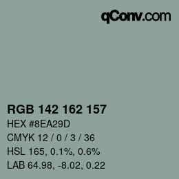 カラーコード: RGB 142 162 157 | qconv.com