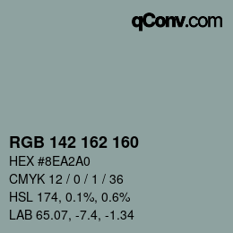 カラーコード: RGB 142 162 160 | qconv.com