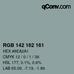 Color code: RGB 142 162 161 | qconv.com