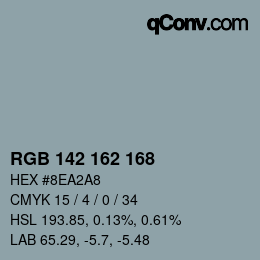 Color code: RGB 142 162 168 | qconv.com