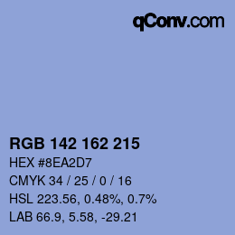 Color code: RGB 142 162 215 | qconv.com