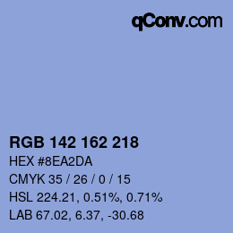 Color code: RGB 142 162 218 | qconv.com