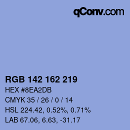 Color code: RGB 142 162 219 | qconv.com