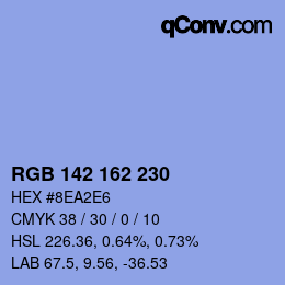 Color code: RGB 142 162 230 | qconv.com