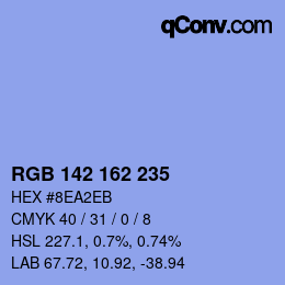 Color code: RGB 142 162 235 | qconv.com