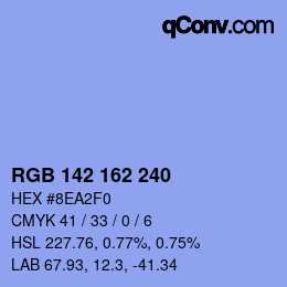 Color code: RGB 142 162 240 | qconv.com