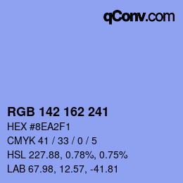 Color code: RGB 142 162 241 | qconv.com