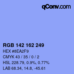 Color code: RGB 142 162 249 | qconv.com