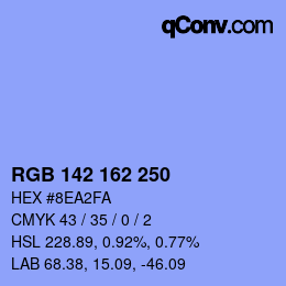 Color code: RGB 142 162 250 | qconv.com