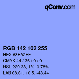 Color code: RGB 142 162 255 | qconv.com
