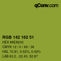 Color code: RGB 142 162 51 | qconv.com