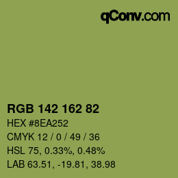 Color code: RGB 142 162 82 | qconv.com