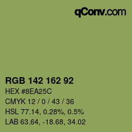 Color code: RGB 142 162 92 | qconv.com