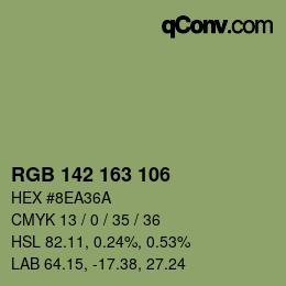 Color code: RGB 142 163 106 | qconv.com