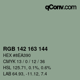 Color code: RGB 142 163 144 | qconv.com