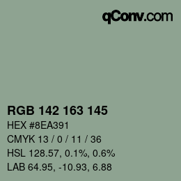 Color code: RGB 142 163 145 | qconv.com