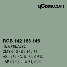 Color code: RGB 142 163 146 | qconv.com