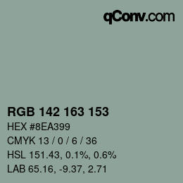Color code: RGB 142 163 153 | qconv.com
