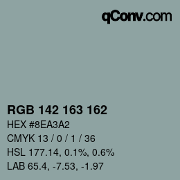 Color code: RGB 142 163 162 | qconv.com