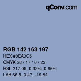 カラーコード: RGB 142 163 197 | qconv.com