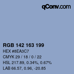 Color code: RGB 142 163 199 | qconv.com