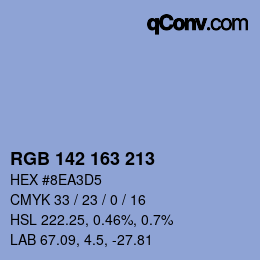 Color code: RGB 142 163 213 | qconv.com