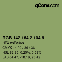 カラーコード: RGB 142 164.2 104.6 | qconv.com