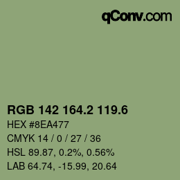 カラーコード: RGB 142 164.2 119.6 | qconv.com