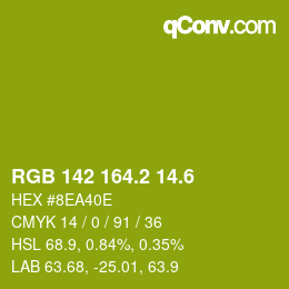 カラーコード: RGB 142 164.2 14.6 | qconv.com