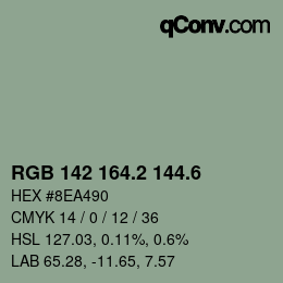 カラーコード: RGB 142 164.2 144.6 | qconv.com