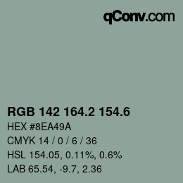 カラーコード: RGB 142 164.2 154.6 | qconv.com