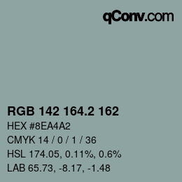 カラーコード: RGB 142 164.2 162 | qconv.com