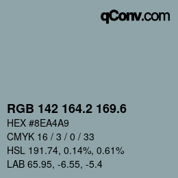 カラーコード: RGB 142 164.2 169.6 | qconv.com