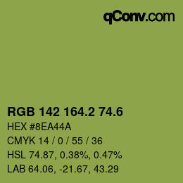 カラーコード: RGB 142 164.2 74.6 | qconv.com