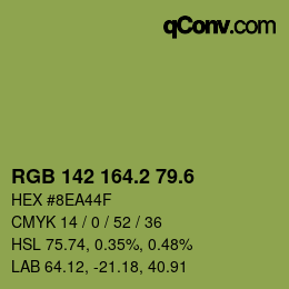 カラーコード: RGB 142 164.2 79.6 | qconv.com
