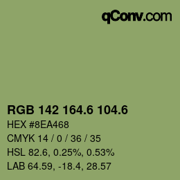カラーコード: RGB 142 164.6 104.6 | qconv.com