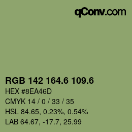 カラーコード: RGB 142 164.6 109.6 | qconv.com